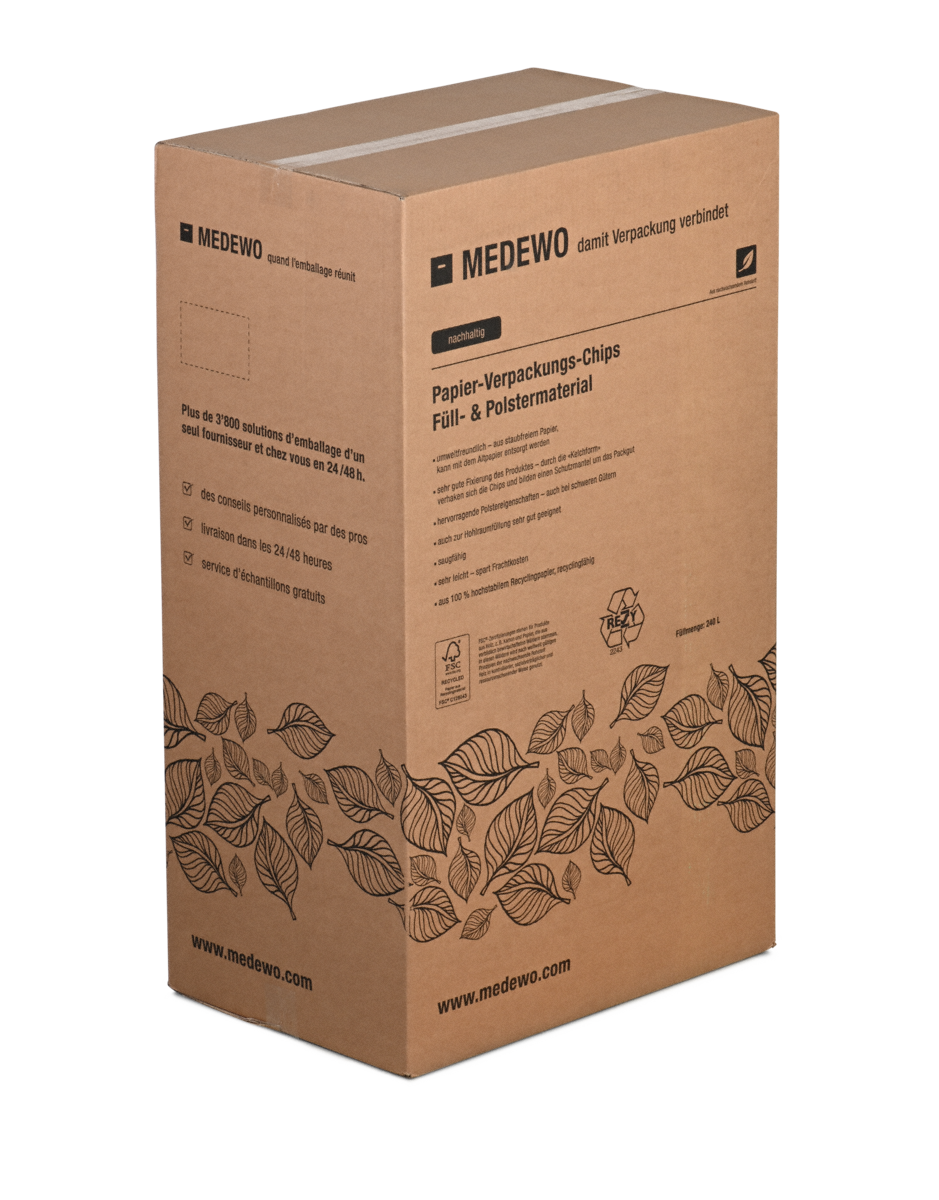 Chips d'emballage en papier dans un carton distributeur