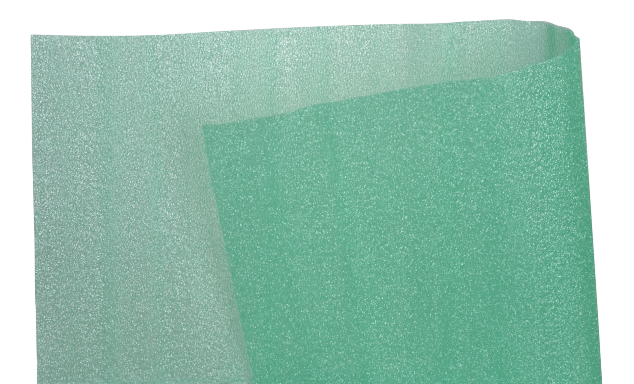 la coloration verdâtre du film mousse renforce l’idée de durabilité