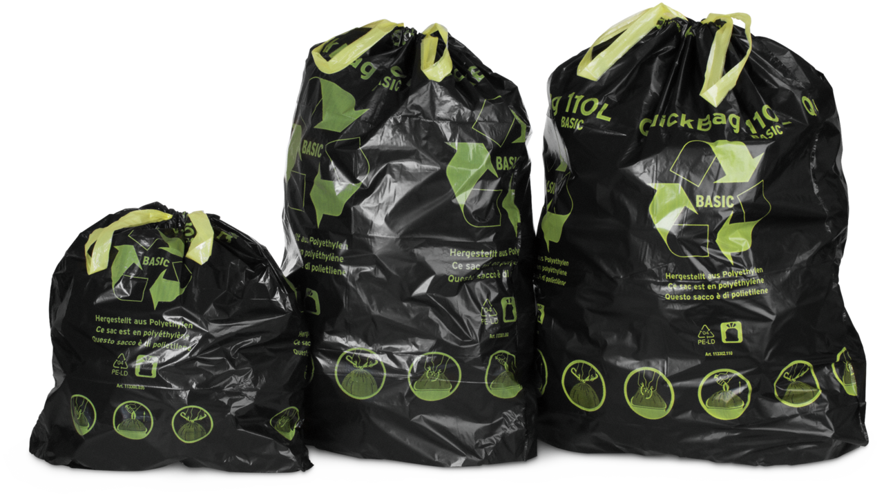 Sac poubelle à lien coulissant 110 l, 60 l, 35 l RECYCLÉ