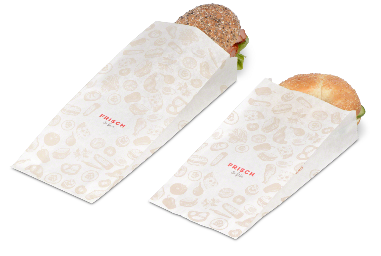 Sachet en papier à soufflets «FRISCH & fein» Take-away
