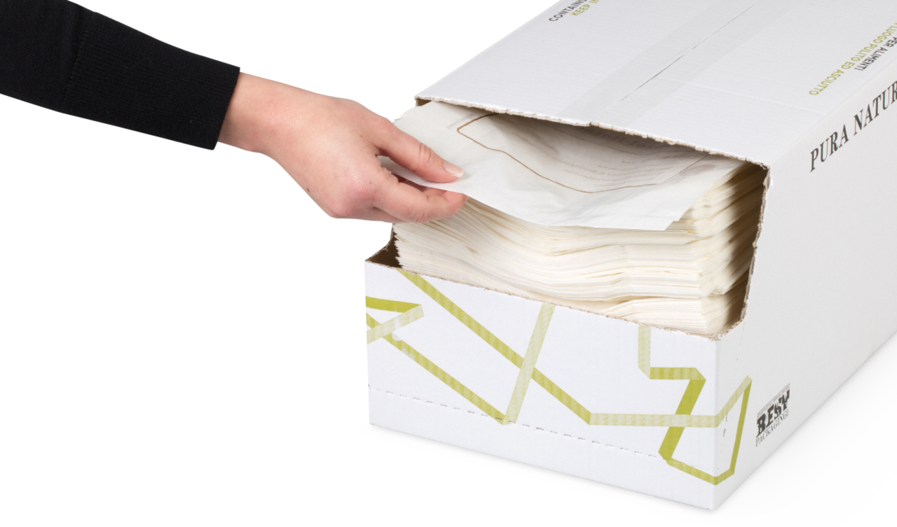 perforation pratique sur le carton de l'art. n° L122.135 - retrait individuel facile et hygiénique