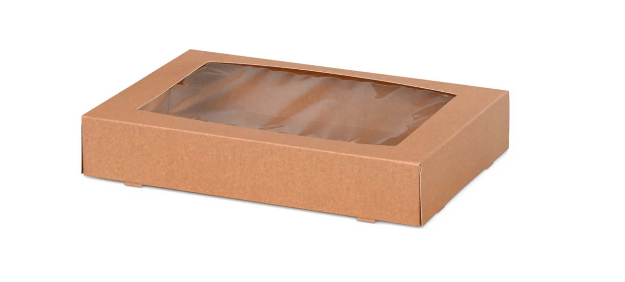 Carton avec fenêtre brun 460×310×80 mm, avec fenêtre, en 1 partie