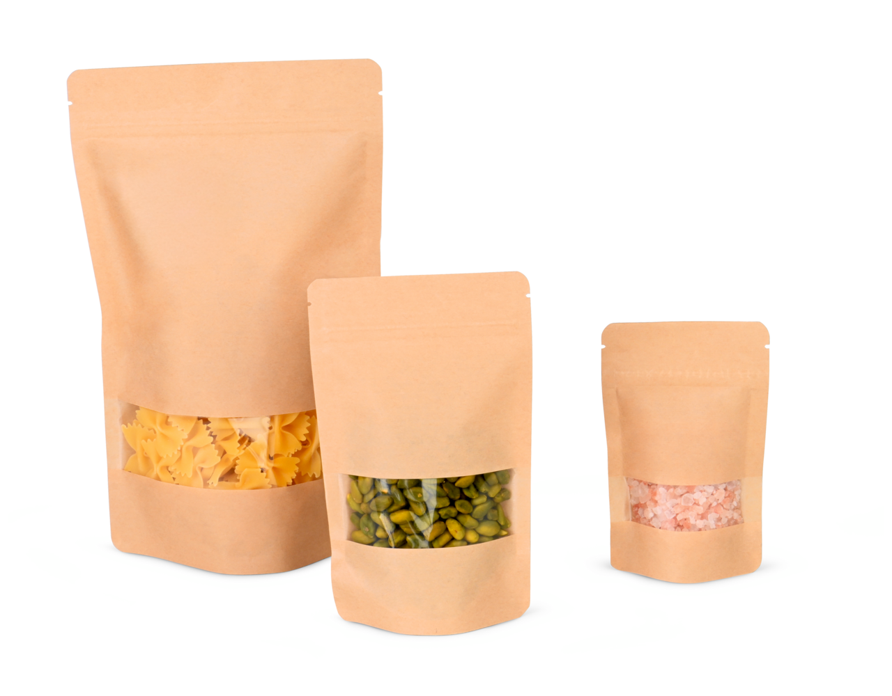 Sachet autoporteur brun avec fenêtre transparente