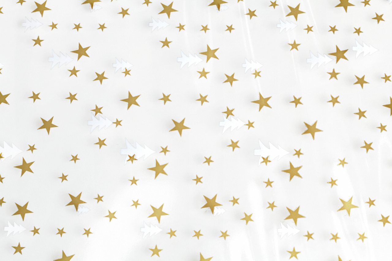 Sachet à fond plat en CPP avec des étoiles