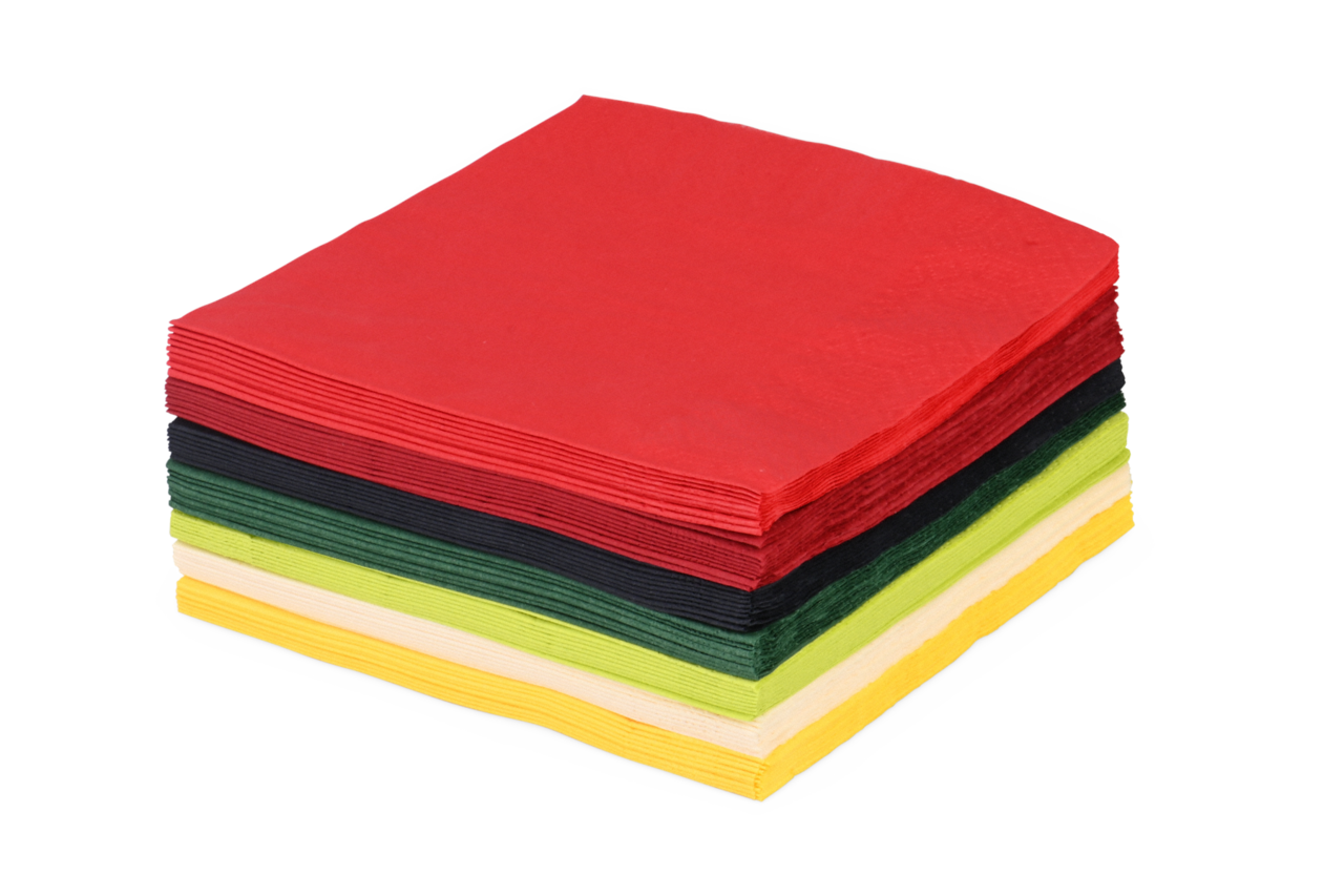 Serviette en ouate de cellulose colorée 33x33 cm, 1/4-pli