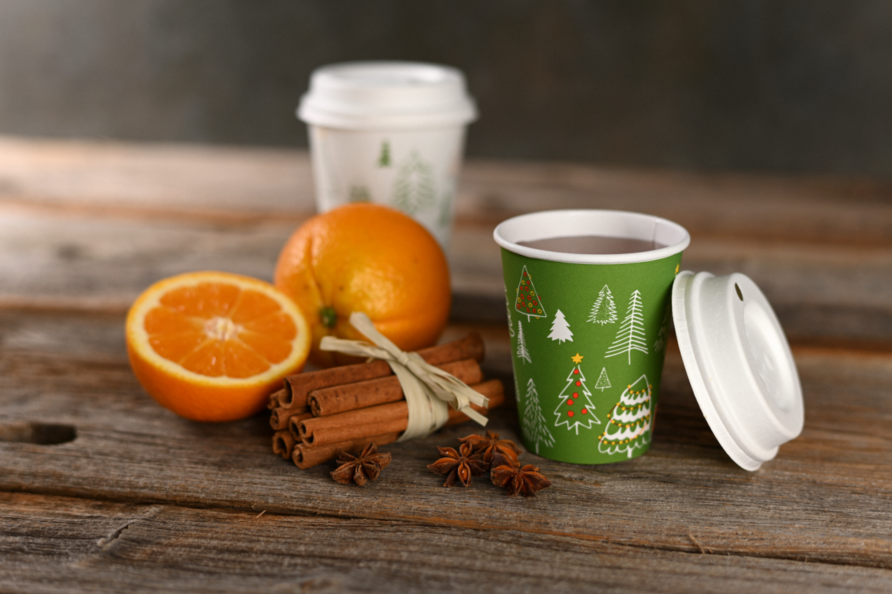 Gobelet pour boissons chaudes, couche PE NOEL EN FORET
