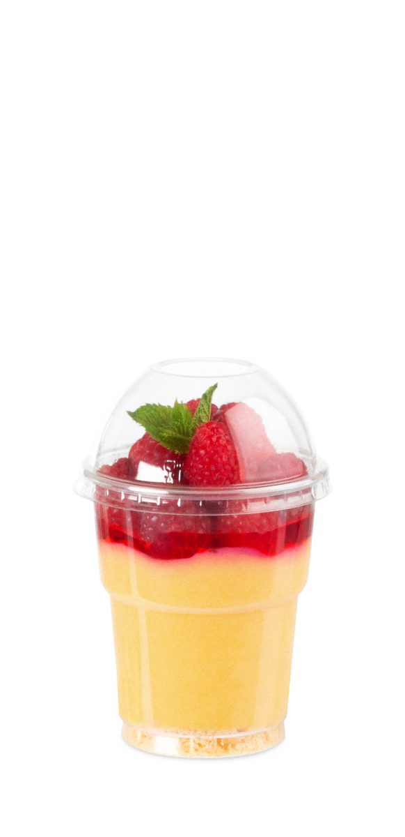 clear cup combiné avec un couvercle en dôme sans ouverture
