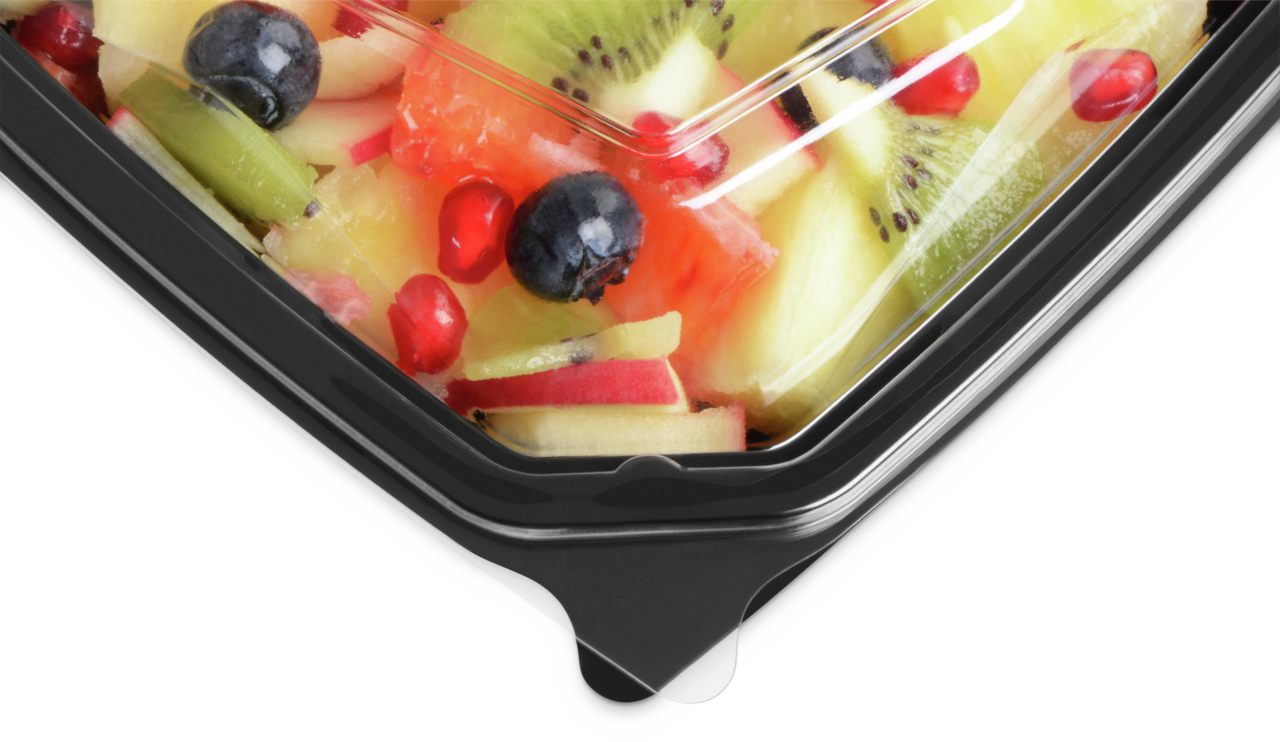 Plat à salade en PET Octaview avec couvercle