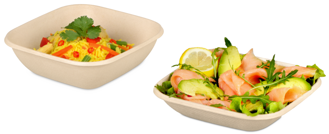 Bol en bagasse rectangulaire