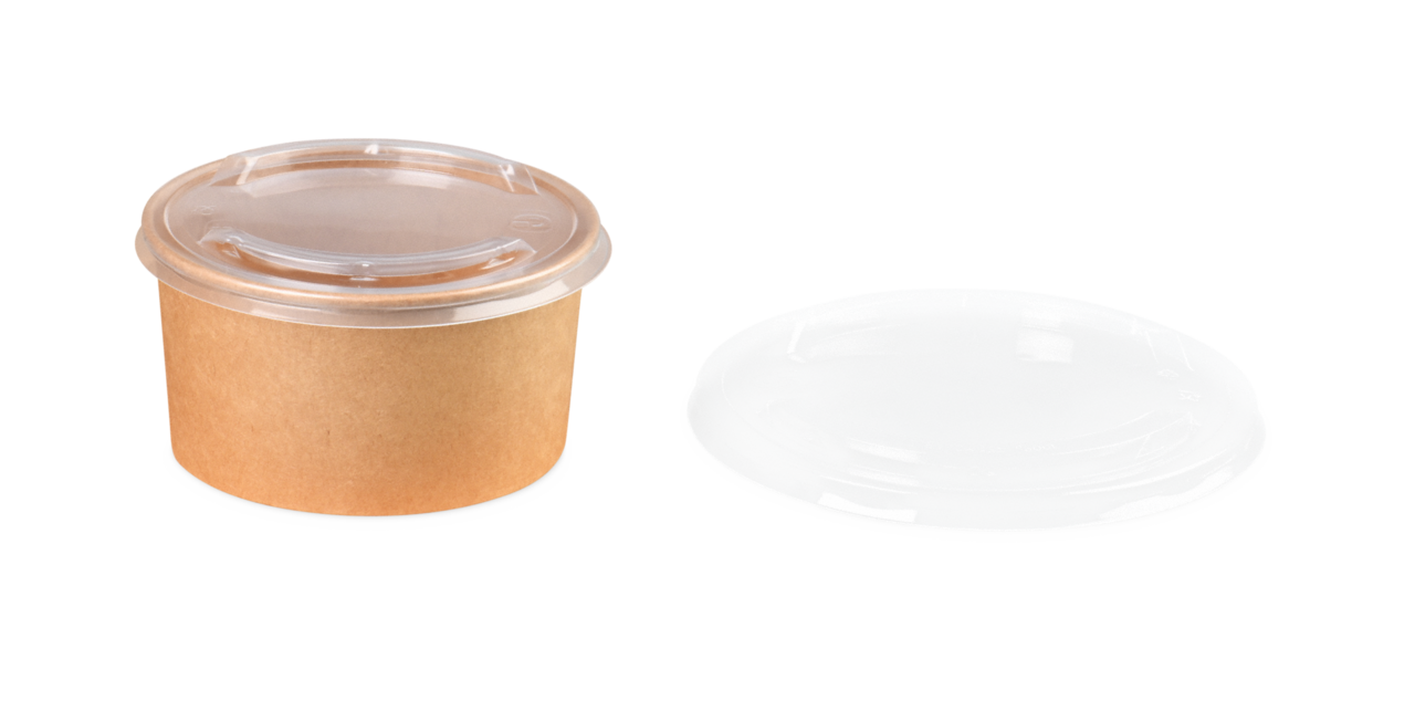 Couvercle en PP pour bol à salade/menu en carton marron rond