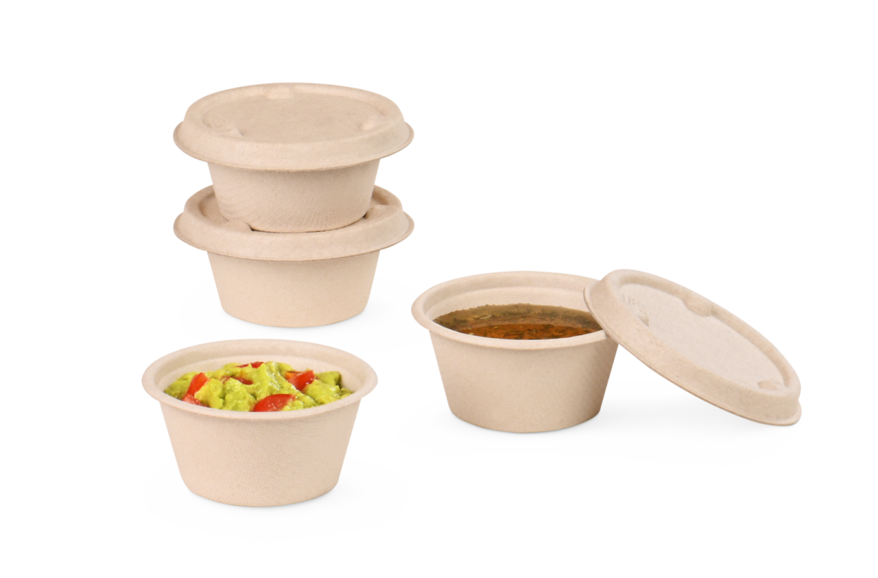 Gobelet rond en bagasse & couvercle