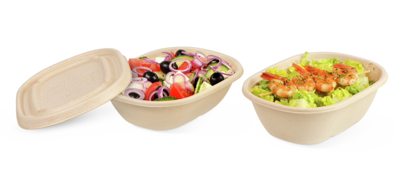 Bol en bagasse ovale & couvercle