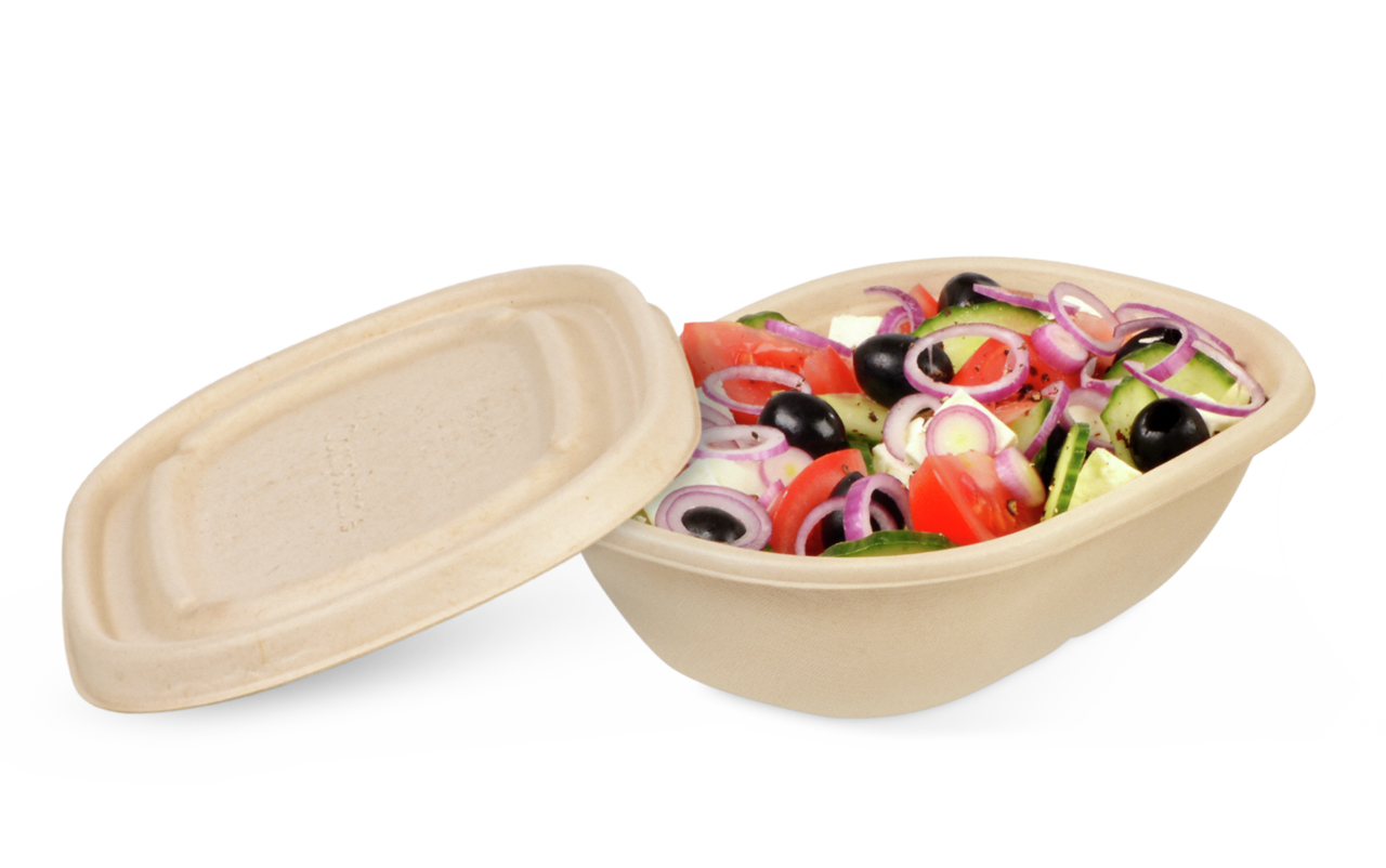 Bol en bagasse ovale & couvercle