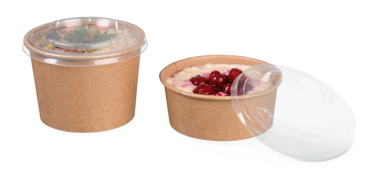 assorti au pot en carton brun pour produits fins – pour une vue claire du contenu 
