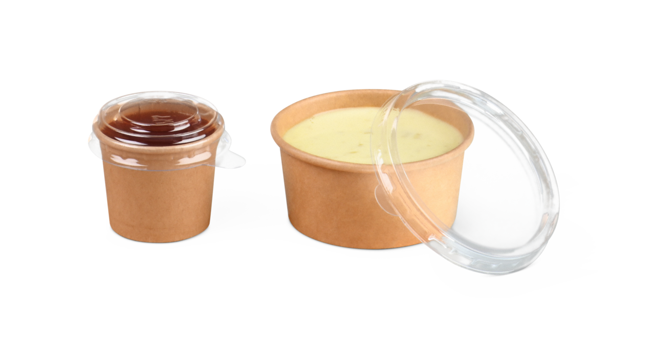 adapté au gobelet à sauce en carton brun – pour une vue claire sur le contenu 