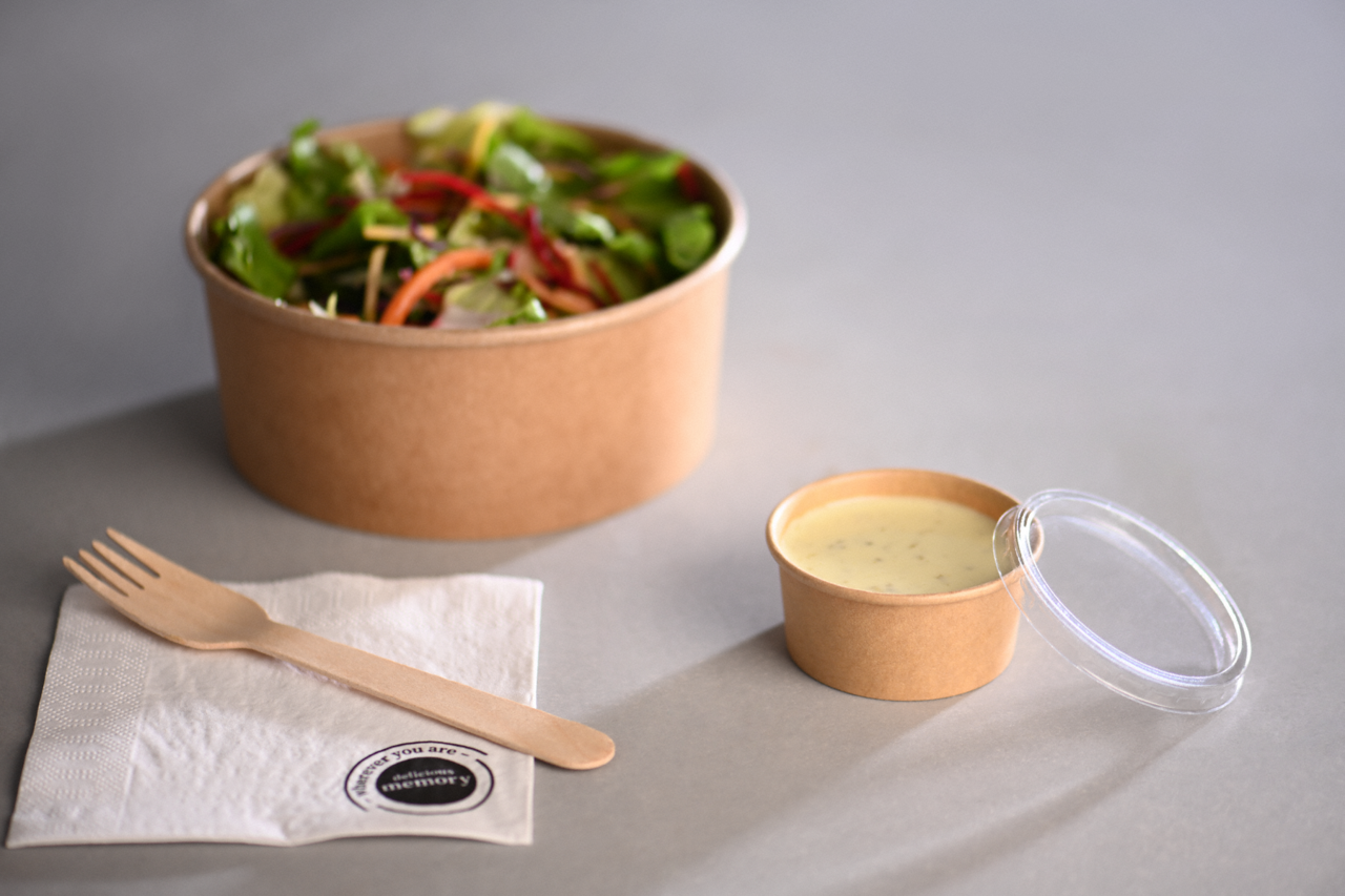 Couvercle en PET pour pot à sauce en carton