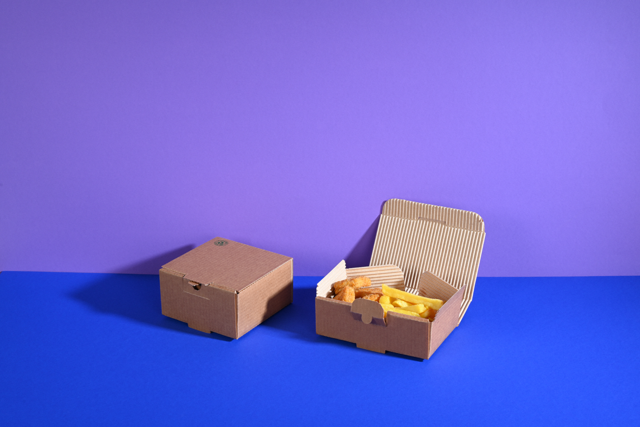 Boîte en carton ondulé à emporter