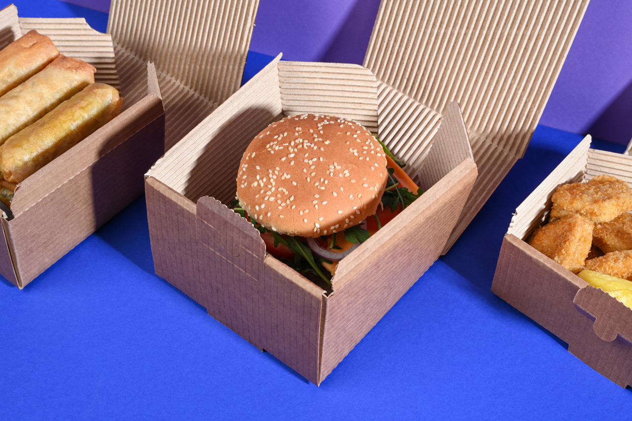 Boîte en carton ondulé à emporter