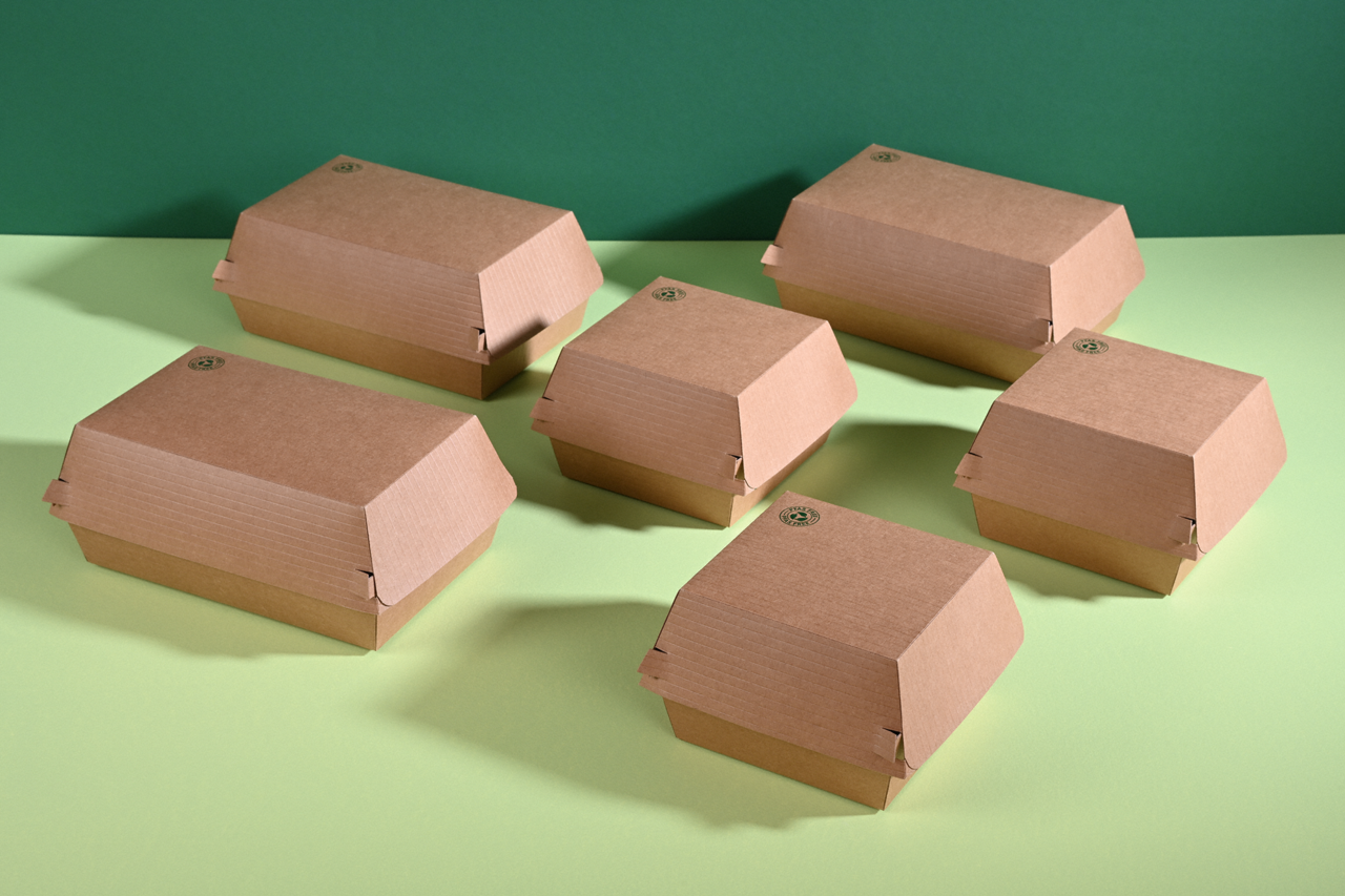 Boîte pour hamburger en carton brun