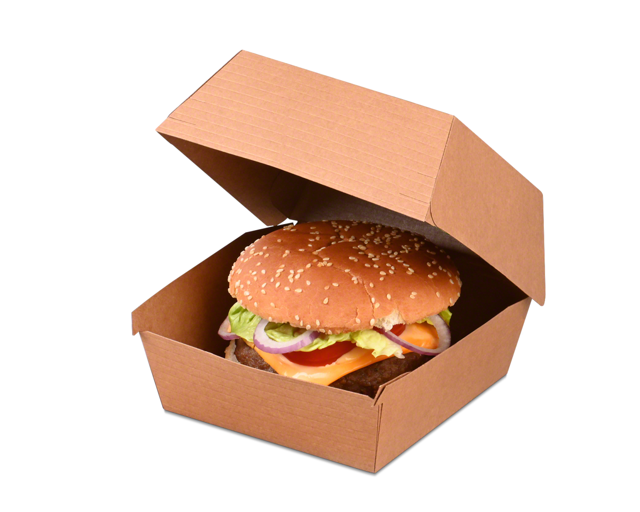 Boîte pour hamburger en carton brun