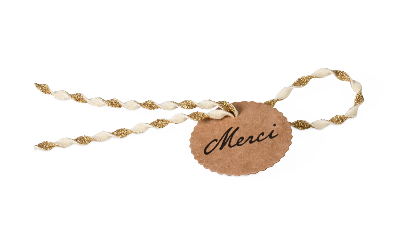 Étiquette cadeau et produits avec cordon de fermeture