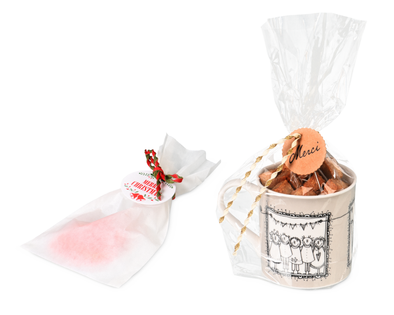 Étiquette cadeau et produits avec cordon de fermeture