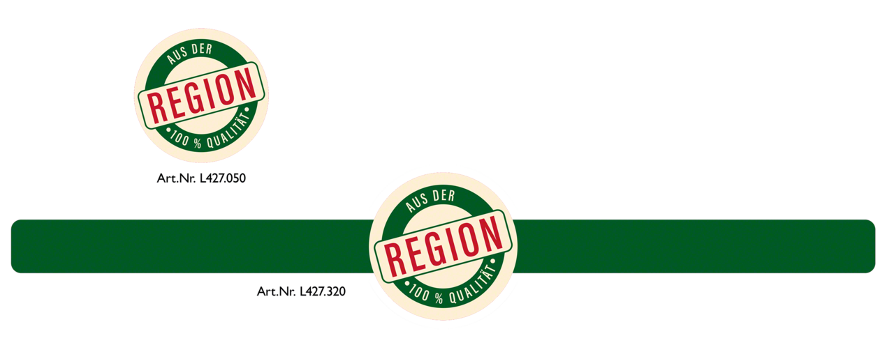 fermez et décorez vos boîtes à emporter avec le design «aus der Region» (de la région), disponible en 2 versions dans notre webshop
