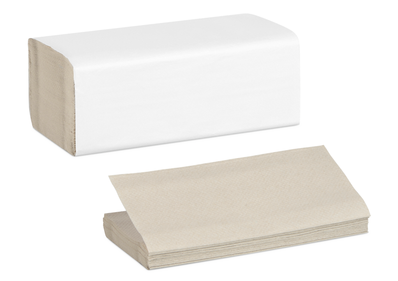 Essuie-mains papier pliage V zigzag, 1 pli, naturel