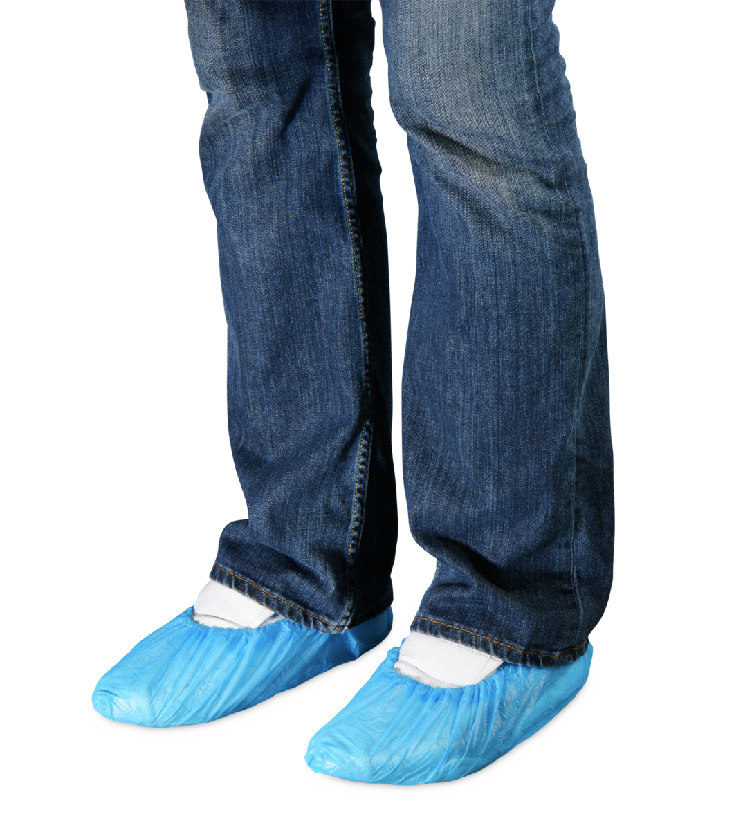 Couvre-chaussure bleu à usage unique CPE