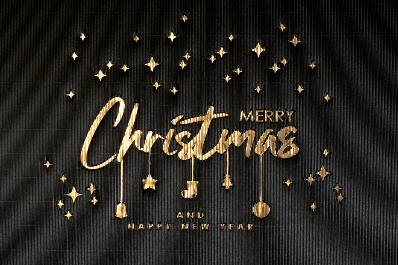 avec estampage élégant en or brillant «Merry Christmas»  