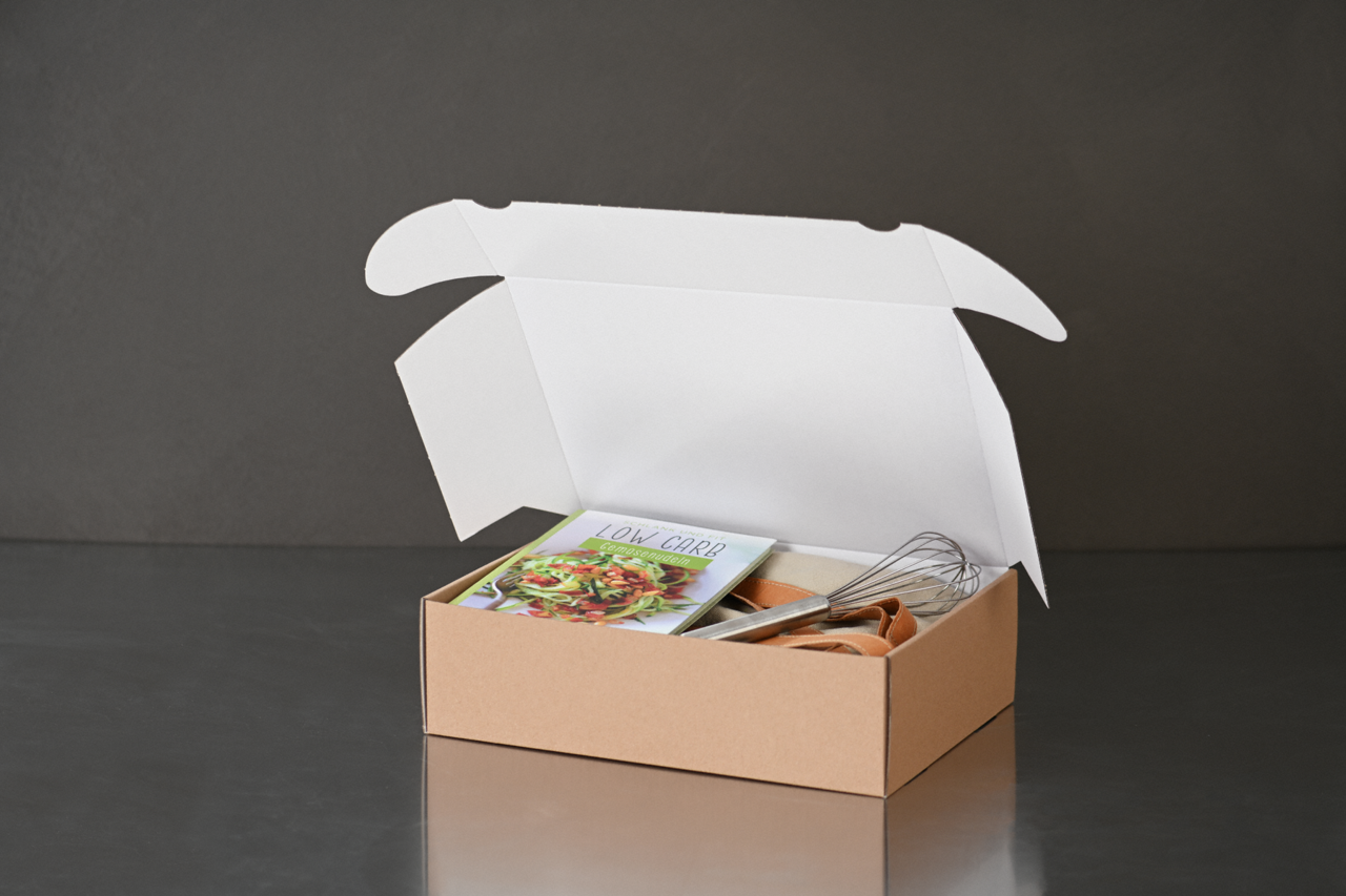 Boîte cadeau avec couvercle à charnière, intérieur blanc
