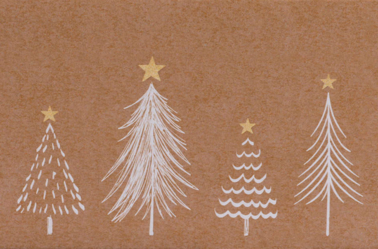 Motif «Modern Christmas»: impression numérique en 2 couleurs sur carton kraft brun