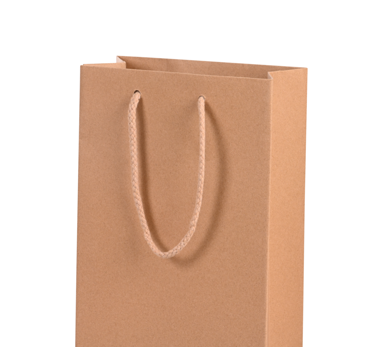 sac cadeau en papier avec un cordon en coton solide et souple en brun/beige 