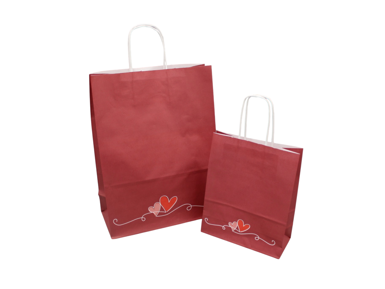 Sac en papier rouge à cœurs