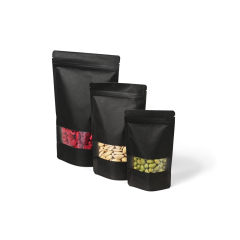 Sachet autoporteur noir avec fenêtre transparente