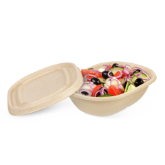 Bol en bagasse ovale & couvercle