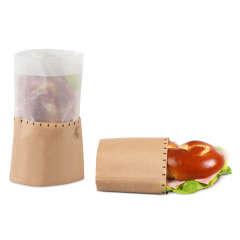 Snack-Bag brun avec bande de vision en papier cristal