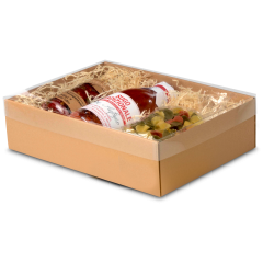 Bo&icirc;te t&eacute;lescopique brune avec couvercle transparent 