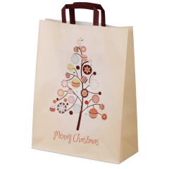 Sac à emporter Noël 320×140×420 mm, «Merry Christmas», 80 g/m² blanche