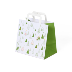 Sac à emporter Noël 260×170×240 mm, «Noël en forêt», 70 g/m² blanc