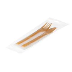 Set à couverts réutilisables en WPC: fourchette, couteau, serviette