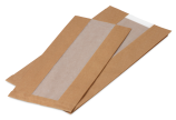 Sachet à soufflet avec bande de visibilité en papier cristal brun
