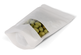Sachet autoporteur blanc avec fenêtre transparente
