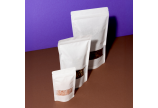 Sachet autoporteur blanc avec fenêtre transparente