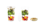 Gobelet de superposition dans Clear Cup en rPET, fermé avec un couvercle plat  