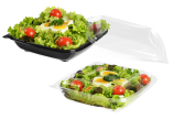 Plat à salade en PET rectangulaire avec couvercle