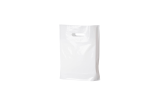 PE Sac à emporter DKT 300×350+(2×40) mm, blanc, 50 µm, à poignée découpée