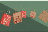 Design «Noël en forêt»: soufflet imprimé en vert festif sur toute la surface – pour un contraste fort avec le délicat motif à l'avant et à l'arrière