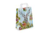 Sac en papier 220×100×280 mm «cerf», blanc, 70 g/m², poignées plates