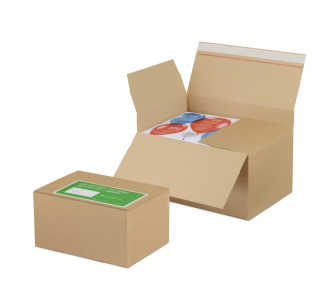 Carton avec fond automatique NIVEAU-BOX S  à hauteur variable et fermeture adhésive